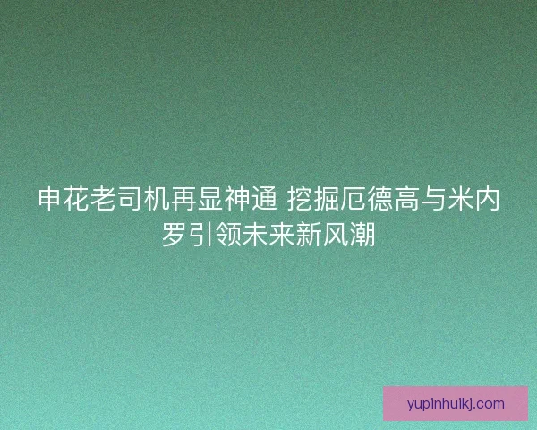 申花老司机再显神通 挖掘厄德高与米内罗引领未来新风潮