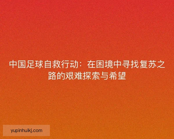 中国足球自救行动：在困境中寻找复苏之路的艰难探索与希望