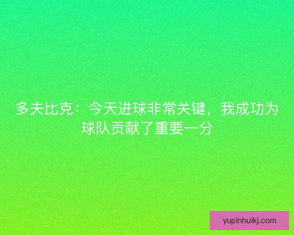 多夫比克：今天进球非常关键，我成功为球队贡献了重要一分