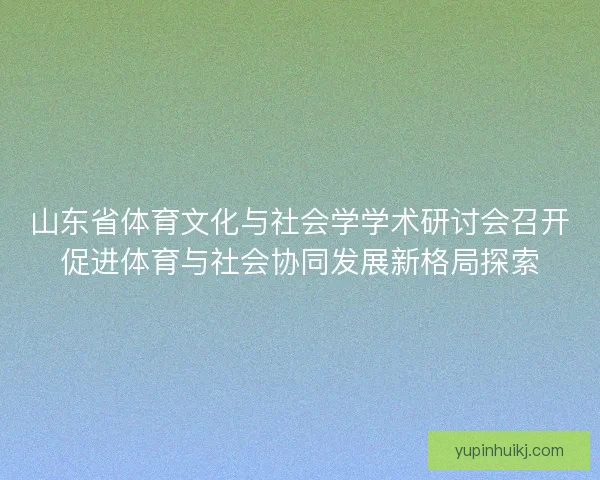 山东省体育文化与社会学学术研讨会召开促进体育与社会协同发展新格局探索